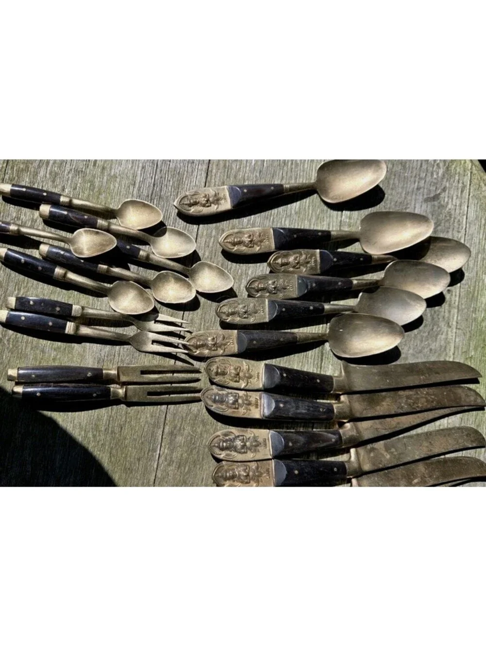 Vintage MCM Siam Thailand Goldtone Flatware Set- 22 Pieces